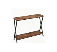Table console industrielle 2 niveaux en MDF et métal Marron 105x30x80cm