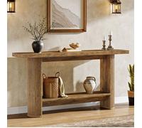 Table Console,Little Tree,140x30x80 cm,Table d'entrée Étroite avec 2 Étagères,Pour Salon,Couloir,Entrée,Moderne,Marron