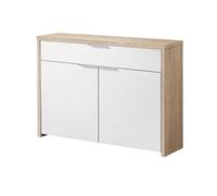 Table console, meuble console avec 2 portes et 1 tiroir coloris chêne cambrian, blanc- longueur 101 x profondeur 30 x hauteur 76 cm - -