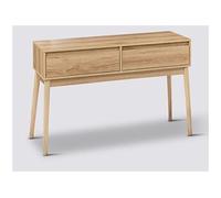 Table console, meuble console avec 2 tiroirs en bois coloris beige - Longueur 114 x Profondeur 37 x Hauteur 76 cm - -