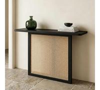 Table Console Meuble d'Entrée Bois de Chêne Massif Étroit Petit Meuble | Rangement Décoratif en Rotin Tressé pour Couloir, Hall d'Entrée, Salon, Derrière Canapé, Vestibule, Corridor & Petit Espace