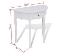 Table console ,Meuble d'Entrée,VIDAXL，Petit Bureau, avec tiroir Demi-ronde Blanc 7_3525292