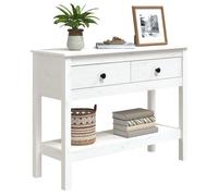 Table console ,Meuble d'Entrée,VIDAXL，Petit Bureau, Blanc 100x35x75 cm Bois massif de pin 7_1827001