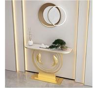 Table console moderne avec base géométrique en métal, dessus en imitation marbre, design contemporain pour entrée, couloir, salon, bureau