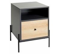 Table console moderne Azomor en métal et MDF aspect chêne