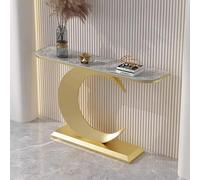 Table Console Moderne Demi-Lune pour Entrée, Plateau Marbre, Meuble d’Accent Étroite Longue pour Salon ou Couloir, L80CM