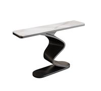 Table console moderne en imitation marbre - Table d'entrée fine avec pieds en métal pour salon, couloir, foyer derrière le canapé - Décoration d'intérieur élégante et peu encombrante