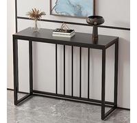 Table console moderne étroite avec plateau en bois et métal - Table d'entrée derrière le canapé - Table de plante pour salon, foyer, bureau - 100 cm - Couleur noire