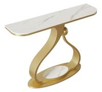 Table Console Moderne for Entrée, Accent avec Cadre en Métal Stable Étagères De Rangement, Canapé for Salon, Couloir, Hall D'entrée(Gold+White,120cm)
