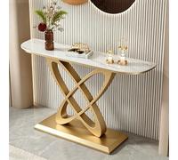 Table console moderne / table étroite en métal pour canapé, avec plateau effet marbre et surface en pierre frittée, Convient au salon, à l’entrée, au couloir(F,120*30*80cm/47.2*11.8*31.5in)