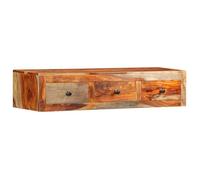 Table console murale en bois massif - vidaXL - 100x25x20 cm - 3 tiroirs - Bois de rose - Brun - Finition laquée - Unique
