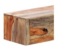Table console murale en bois massif - WIENS - 100x25x20 cm - 3 tiroirs - Brun - Artisanal - Bois d'acacia