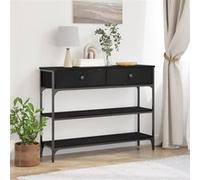 vidaXL Table console Chêne noir 100 x 25 x 75 cm Bois d'ingénierie et acier, design industriel