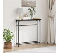 Table console Noir Chêne 75x19,5x75 cm Bois d ingénierie G