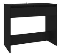 Table console noire 89 x 41 x 76,5 cm en bois avec 2 tiroirs | Construction stable, plateau de table robuste, 2 tiroirs, pour vases et cadres photo, utilisable sous un miroir