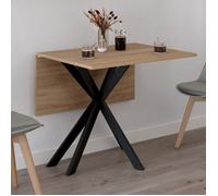 Table console pliable ALIX 2-4 personnes pied araignée bois et noir 103 x 76 cm