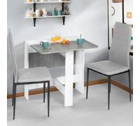 IDMarket - Table Console Pliable EDI 2-4 Personnes Blanche Plateau Effet béton 103 x 76 cm