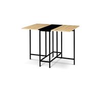 IDMarket Table console pliante EDI 2-4 personnes façon hêtre noir design industriel 103 x 76 cm