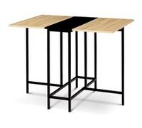 IDMarket Table console pliante EDI 2-4 personnes façon hêtre noir design industriel 103 x 76 cm