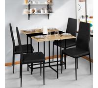 IDMarket Table console pliante EDI 2-4 personnes façon hêtre noir design industriel 103 x 76 cm