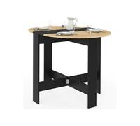Table console pliable ronde EDI 2-4 personnes plateau façon hêtre noir 103 x 76 cm