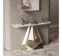 Table console pour canapé avec plateau en pierre et cadre en métal, table simple pour salon et couloir, table d’entrée moderne, table d’appoint effet marbre(Type D,80x30x80cm/31.5x11.8x31.5in)