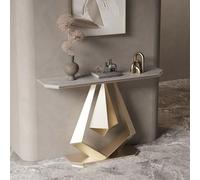 Table console pour canapé avec plateau en pierre et cadre en métal, table simple pour salon et couloir, table d’entrée moderne, table d’appoint effet marbre(Type F,80x30x80cm/31.5x11.8x31.5in)