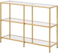 Table console rectangulaire à 3 niveaux avec pied doré anti-basculement pour canapé
