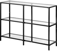 Table console rectangulaire à 3 niveaux en verre avec tablette anti-basculement noire