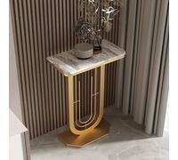 Table Console Rectangulaire Effet Marbre, Meuble d’Entrée Moderne Étroite avec Cadre Métallique, Organisateur Élégant pour Petit Espace, Gold, 60CM