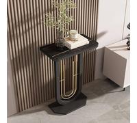 Table Console Rectangulaire Effet Marbre, Meuble d’Entrée Moderne Étroite avec Cadre Métallique, Organisateur Élégant pour Petit Espace, Gold, 60CM
