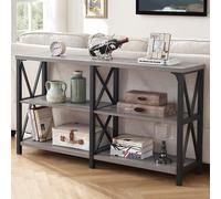 Table console rustique, table d'entrée de ferme pour salon, table d'entrée avec rangement, table pour hall, en chêne gris de 55 pouces