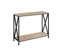 Table console - TECTAKE - Console TACOMA au style industriel en bois et acier avec 2 étagères, 100 x 35 x 80,5 cm - Bois clair