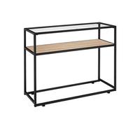 Table console - TECTAKE - Console KILKENNY au style industriel bois et acier, plateau en verre, 101,5 x 41,5 x 80,5 cm - Bois clair