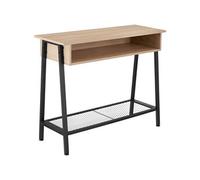 Table console - TECTAKE - Console TRALEE au style industriel, bois et acier avec étagère grillagée, 100 x 35 x 80,5 cm - Bois clair