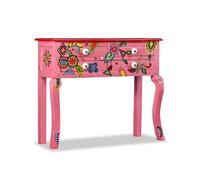 vidaXL Table Console Table de Couloir Table d'Entrée Table de Salon Salle de Séjour Maison Intérieur Rose Peint à la Main Bois de Manguier Massif Rose G
