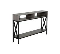 HomCom Table console entrée industriel multi-rangements Bois 120×23,5×75 cm Gris