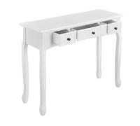 Table Console Table d'Entrée Table de Salon Vintage avec 3 Tiroirs MDF Pieds en Pin Boutons en Métal Alliage de Zinc Blanc 78 x 100 x 35 cm