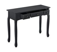 Table Console Table d'Entrée Table de Salon Vintage avec 3 Tiroirs MDF Pieds en Pin Boutons en Métal Alliage de Zinc Noir 78 x 100 x 35 cm