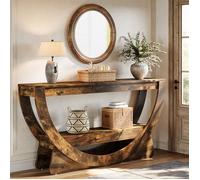 Table Console,Tribesigns,160×30×80.5 cm, Table d'Entrée à Deux Niveaux Avec Étagères,Pour Couloir, Salon, Entrée, Marron Foncé