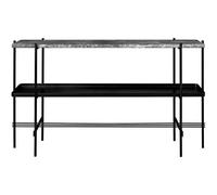 Table Console TS 120x72 avec Étagère et Plateau Marbre Emperador Noir/ Gris