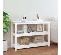 Table console - vidaXL - Bois massif de pin - Blanc - 110x40x74 cm - 3 étagères ouvertes