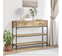 Table Console - vidaXL - Chêne artisanal - Design industriel - Pieds ajustables - 100x25x75 cm