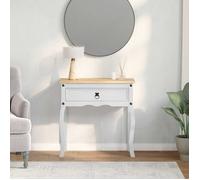 Table console - ZENCORE - Armoire d'entrée - Pour salon - avec tiroir Blanc 73x35x73cm Pin massif M5027449