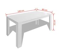 Table cuisine CLOUD, Blanc Table à manger - Design Élégant - 140x80x75 cm - blanc tt284