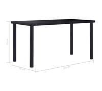 Table cuisine CLOUD, Noir Table à manger - Design Élégant - Noir 140x70x75 cm - Verre trempé tt342
