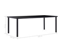 Table cuisine CLOUD, Noir Table à manger - Design Élégant - Noir 200x100x75 cm - Verre trempé tt345