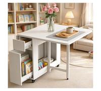 Table Cuisine Petit Espace,Table A Manger Pliable Avec 4 Chaises | Portable Extensible Sur Roulettes, Table Pliante Avec Chaise Pour Restaurant Bureau,bureau Bois 1.4 M