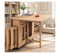 Table Cuisine Petit Espace,Table A Manger Pliable Avec 4 Chaises | Portable Extensible Sur Roulettes, Table Pliante Avec Chaise Pour Restaurant Bureau,bureau Bois 1.4 M