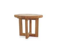 Table d'appoint de jardin en teck massif, 51x51x40.5 cm, forme ronde (NATOFT5151R)